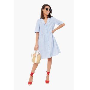Tuckernuck Women's Short Sleeve Blue Swiss Dot Royal Shirt Dress sz M NWT